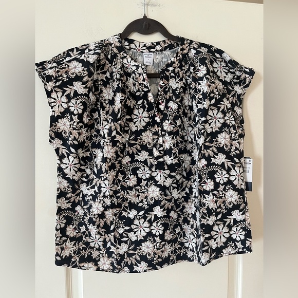 Melrose & Market Floral Black and Cream Women's Designer Blouse Size Medium - Picture 11 of 16